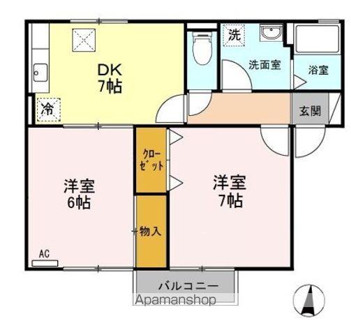 グリーンアベニュー A/B(2DK/1階)の間取り写真