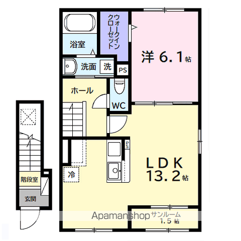 エレガンスロワイエ(1LDK/2階)の間取り写真