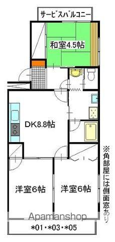 サンライト山崎(3DK/3階)の間取り写真