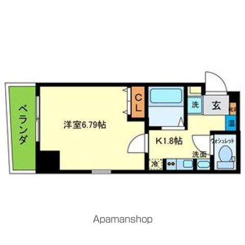 B-RISE新町(1K/4階)の間取り写真