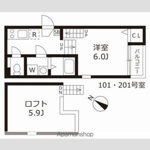 ハーモニーテラスケー(1K/1階)の間取り写真