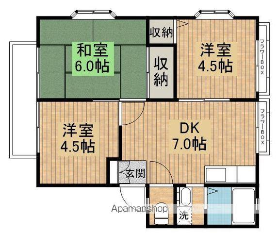 シャトレー158 A(3DK/2階)の間取り写真