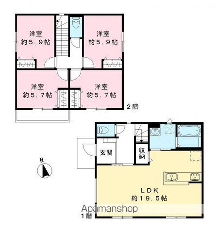 東武鉄道野田線 豊四季駅 徒歩5分 2階建 新築(4LDK)の間取り写真