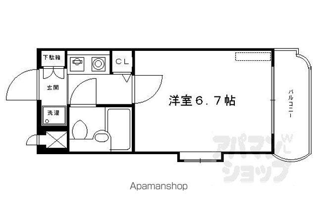 DETOM-1御所南(1K/4階)の間取り写真