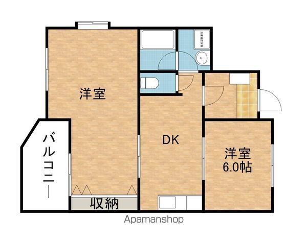 ディアコート1番館(2DK/1階)の間取り写真