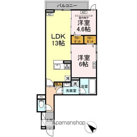 セレスティア新宿(2LDK/2階)の間取り写真