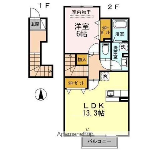 サンシャイン(1LDK/2階)の間取り写真