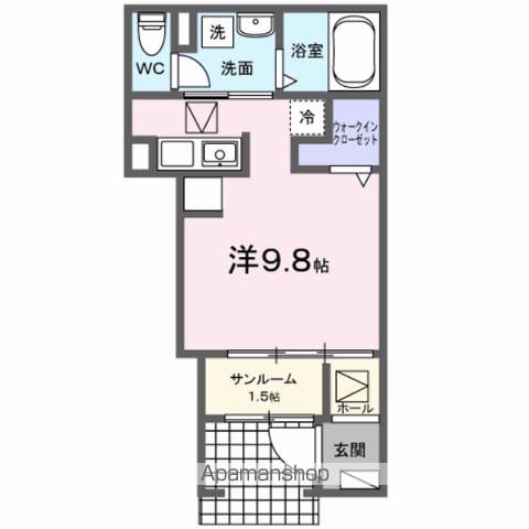 ヒカルサ 甲府城東(ワンルーム/1階)の間取り写真