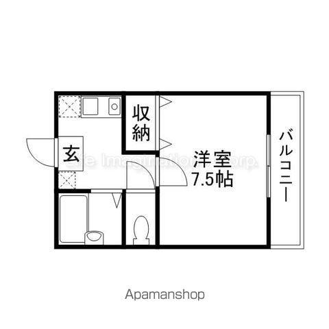 ノースウイング(1K/1階)の間取り写真