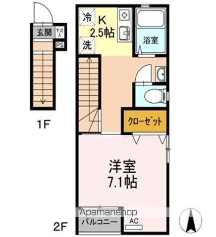 ASYMPTOTE B(1K/2階)の間取り写真