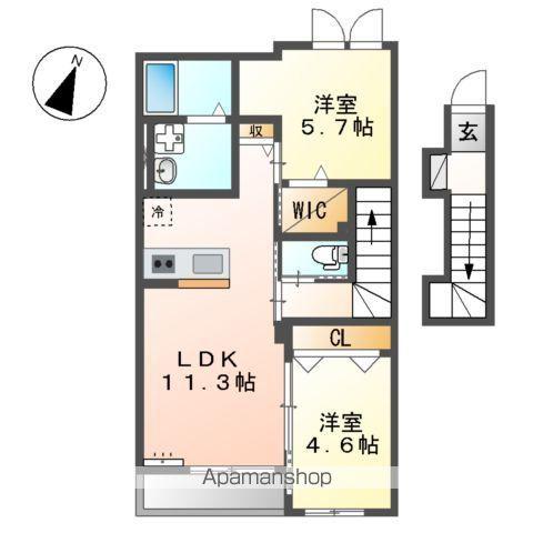 ヒルズEFⅢ(2LDK/2階)の間取り写真