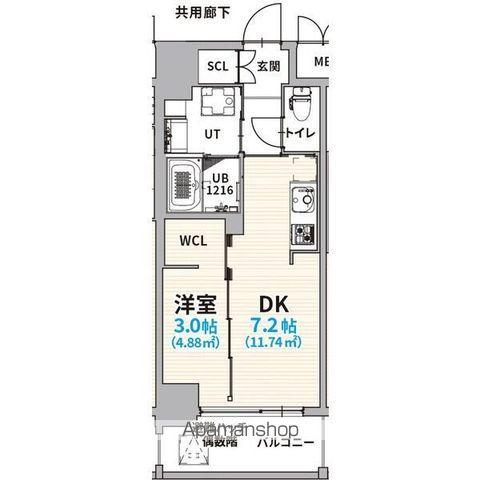 GRANVIA浄心(1DK/7階)の間取り写真