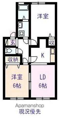 メモリーズホームB(2LDK/2階)の間取り写真