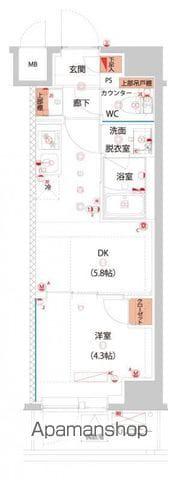 ハーモニーレジデンス東京サウス大塚(1DK/8階)の間取り写真