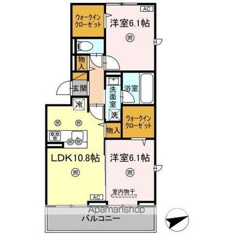 シャンティ(2LDK/3階)の間取り写真