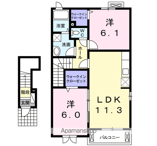ラグジュアリー・コート(2LDK/2階)の間取り写真