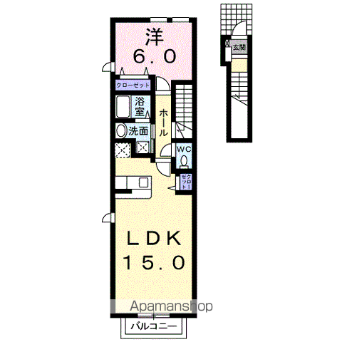 アマルフィ(1LDK/2階)の間取り写真