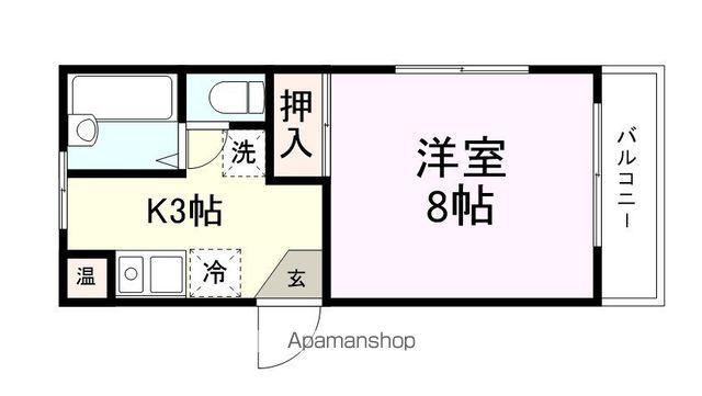 ティンカーベルⅡ(1K/1階)の間取り写真