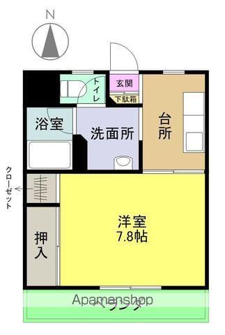 フラワーフィールドマンション(1K/1階)の間取り写真