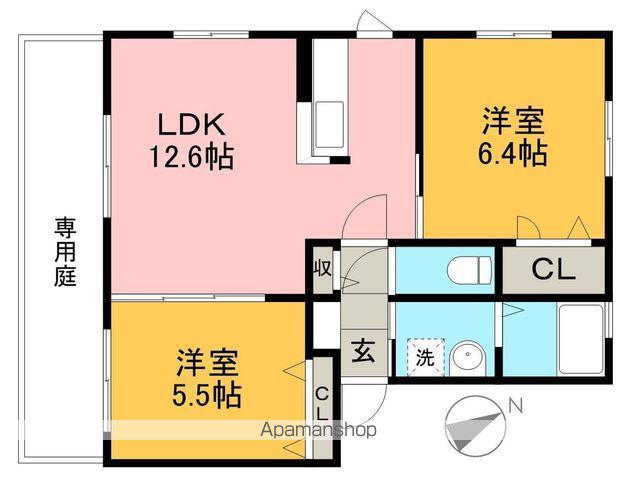 ヴィラージュ・ヌフⅧ(2LDK/1階)の間取り写真