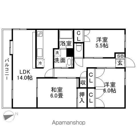 グリーンマンションやよい坂Ⅱ(3LDK/4階)の間取り写真