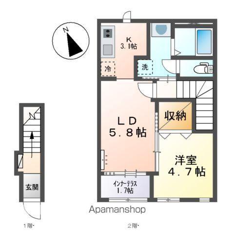レガシーコートⅡ(1LDK/2階)の間取り写真