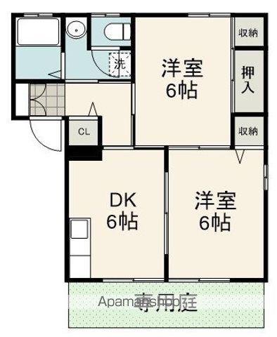 サンクレストA(2DK/1階)の間取り写真