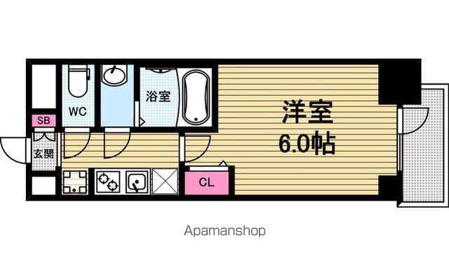 プレサンス松屋町ヴェルデス(1K/3階)の間取り写真