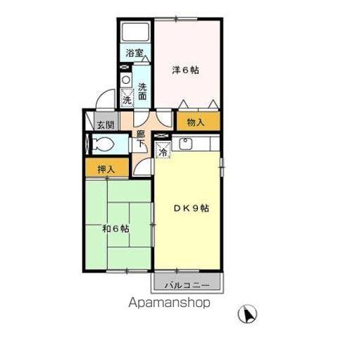 セジュールオリカンA棟(2DK/2階)の間取り写真