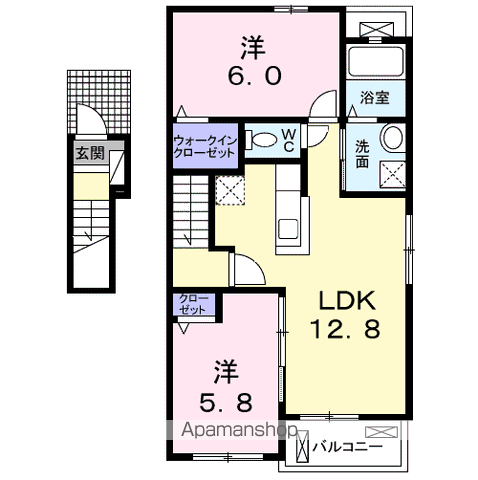 スターガーデン ノース(2LDK/2階)の間取り写真