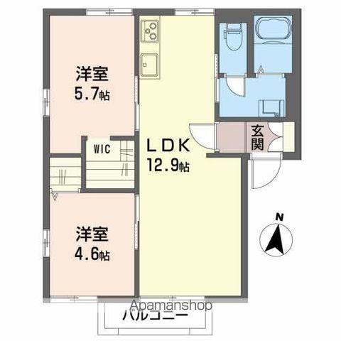 アップル・タウンC棟(2LDK/2階)の間取り写真