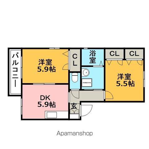 ソフィア小森野(2DK/1階)の間取り写真