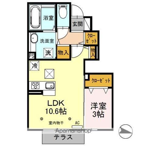 ルピナス(1LDK/1階)の間取り写真