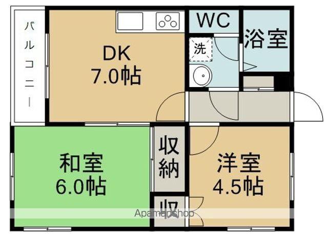 沖野レジデンス(2DK/2階)の間取り写真