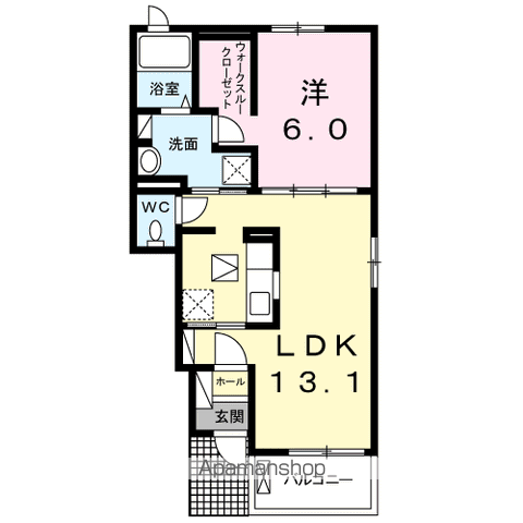 つくばエクスプレス 柏の葉キャンパス駅 バス乗車時間：16分 北柏ライフタウンバス停で下車 徒歩5分 2階建 築9年(1LDK/1階)の間取り写真