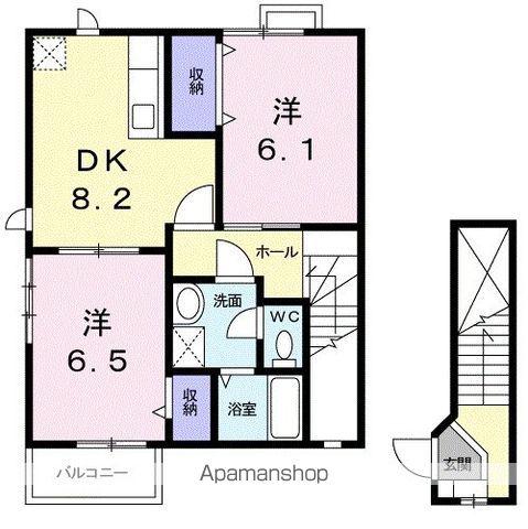 グリーンヒル(2DK/2階)の間取り写真
