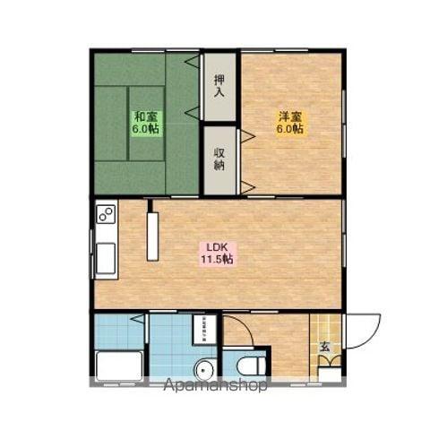 成田線 下総橘駅 徒歩113分 1階建 築26年(2LDK)の間取り写真