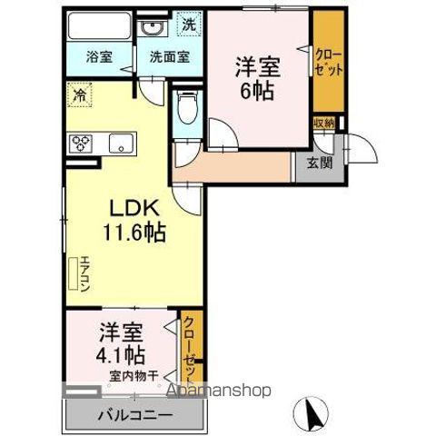 ラポルトII(2LDK/2階)の間取り写真