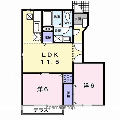 メゾン長船B(2LDK/1階)の間取り写真