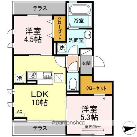 マイプレイス東照宮B(2LDK/1階)の間取り写真
