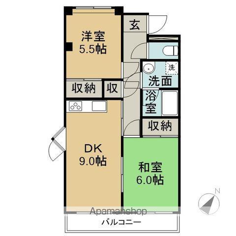 ハイツ瑞浪(2DK/3階)の間取り写真