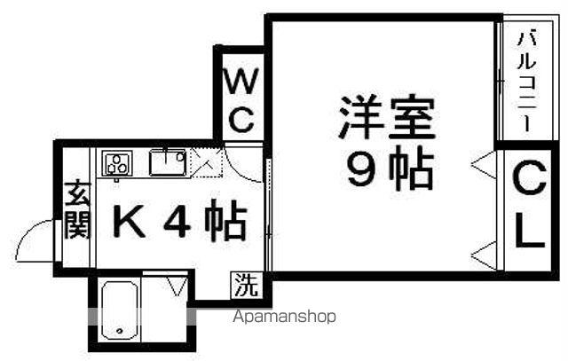 ウエスト RIVER(1K/2階)の間取り写真