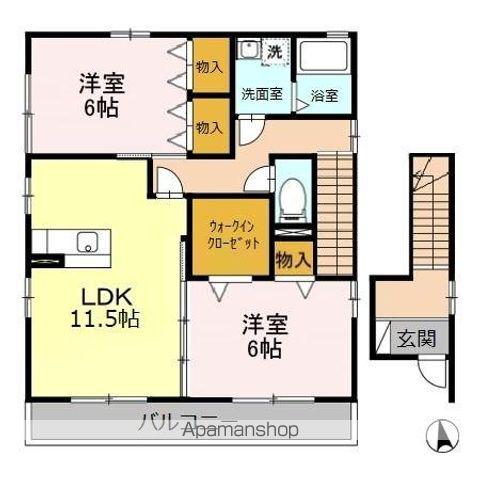 カサベルデ北条(2LDK/2階)の間取り写真