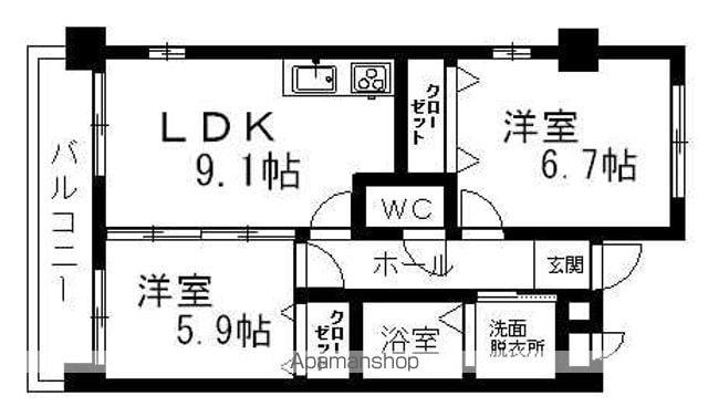 PARK WAILEA(2LDK/3階)の間取り写真