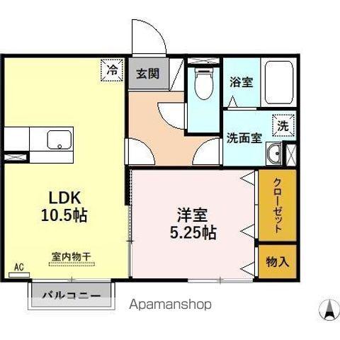 コートハウス岐陽II C(1LDK/2階)の間取り写真