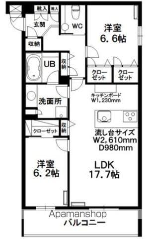 HILLS RESIDENTIAL S12(2LDK/2階)の間取り写真