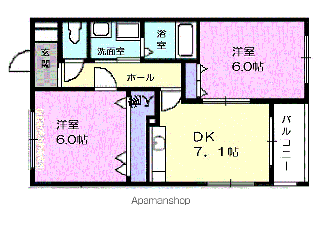 ピーチハウス(2DK/1階)の間取り写真