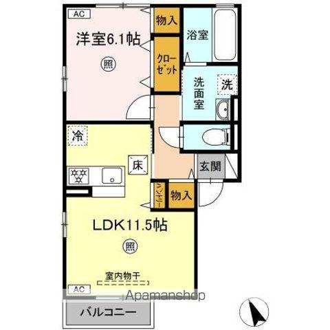 ロイヤルビレッジ D(1LDK/1階)の間取り写真