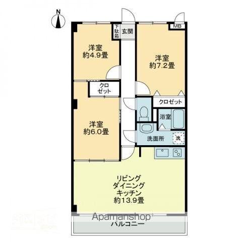 フィネス玉藻(3LDK/2階)の間取り写真