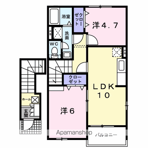イリーデ・ヴィオラ(2LDK/2階)の間取り写真
